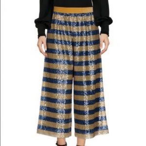 Scotch & Soda Sequined Navy and Gold Wide-Leg Pants